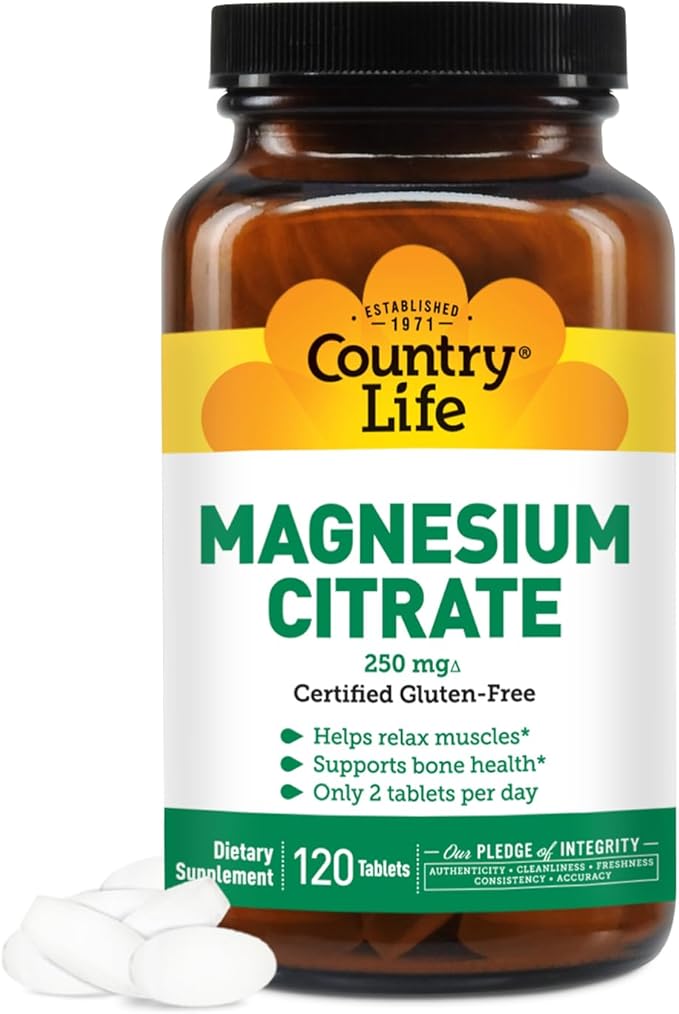 Country Life Coenzyme Vitamin B Complex Caps 240 Capsules and Magnesium Citrate 250 mg, 120 Tablets Bundle