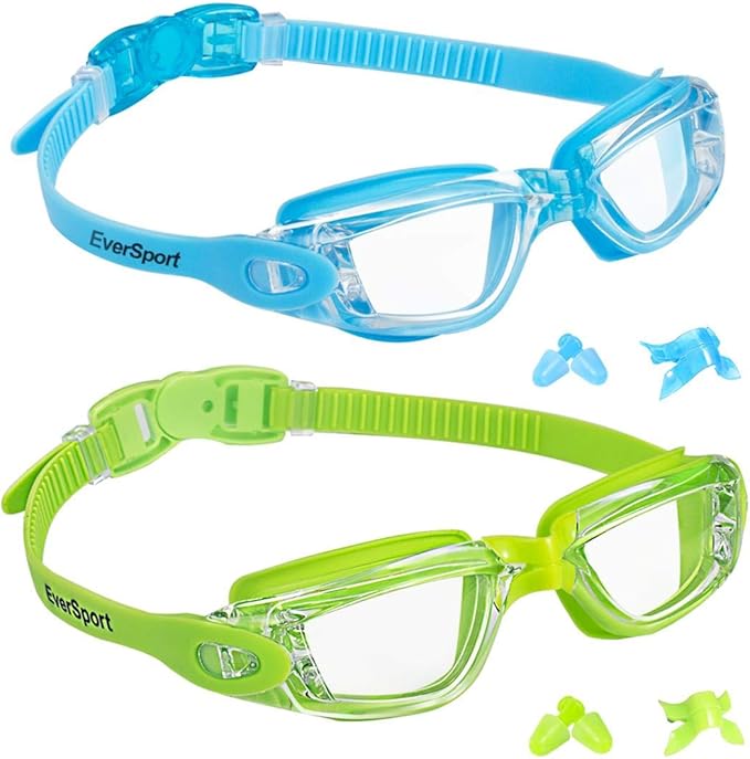 EverSport Kids Swim Goggles, Pack of 2 Swimming Goggles for Children Teens, Anti-Fog Anti-UV Youth Swim Glasses for Age4-16