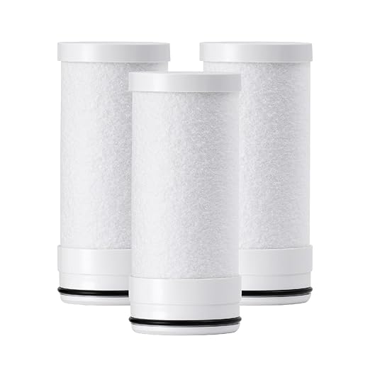 Waterdrop WD-FF-03A Faucet Replacement Filter, Carbon Block Filter Fits WD-FC-01, WD-FC-02, WD-FC-06, Reduces Chlorine, Heavy Metals and Bad Taste, Pack of 3