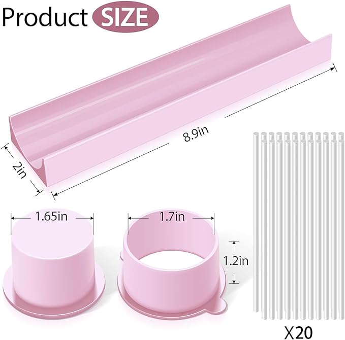 Round Cake Pop Mold Set with 9 Inch Tray and Sticks, ABS Cake Pop Maker, Circle Cake Pop Cutter and Pusher, Baking Molds Kit for Parties, Wedding,Home Desserts Making - Pink