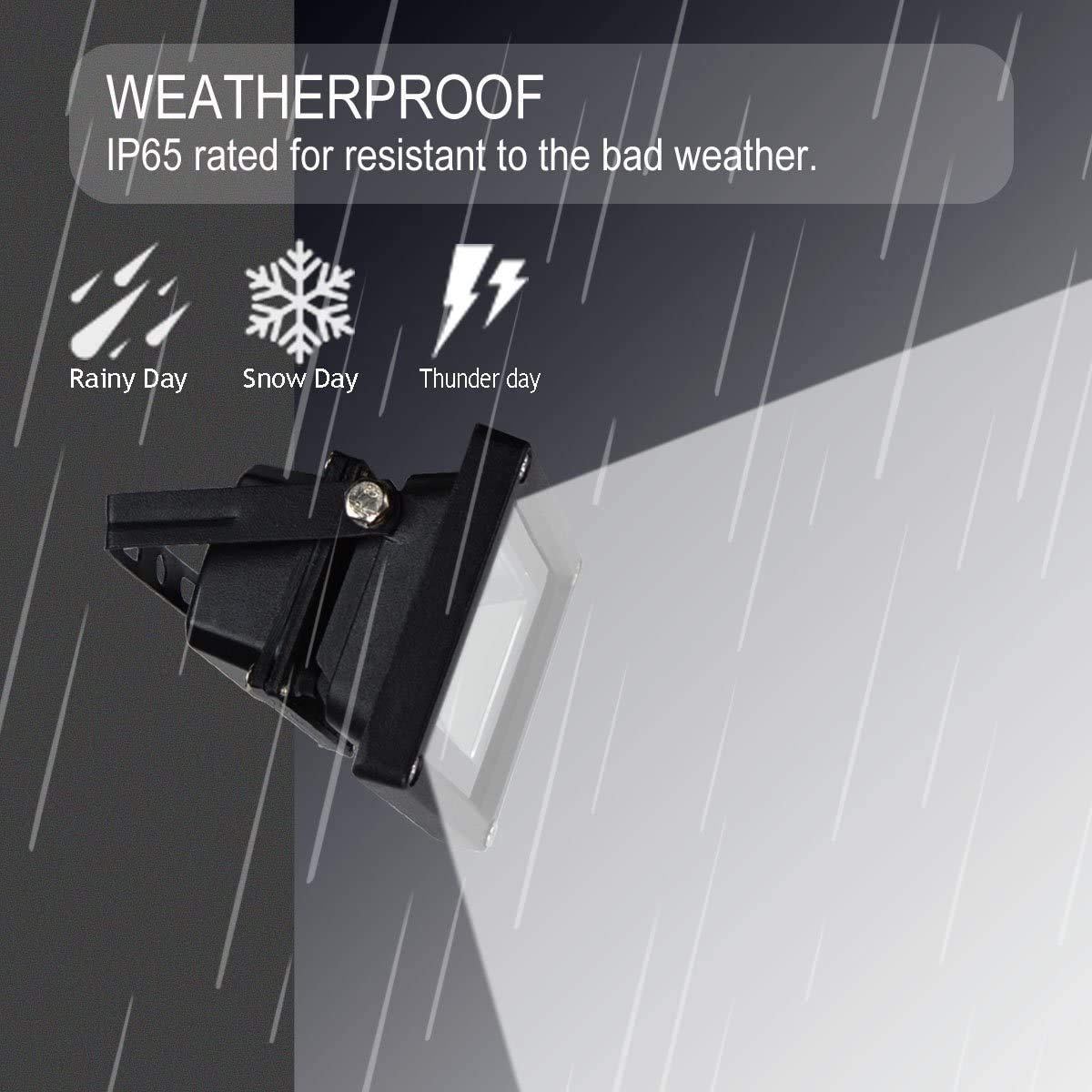 GLW 12V LED Flood Light, 10W Mini IP65 Waterproof, 900LM Daylight White, 2 Pack