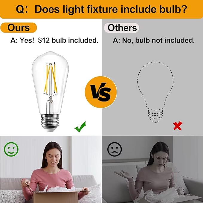Industrial Semi Flush Mount Ceiling Light, 800 Lumen LED Bulb Included, Seeded Glass Shade Farmhouse Light Fixture for Hallway Corridor Kitchen Bathroom Bedroom Passway