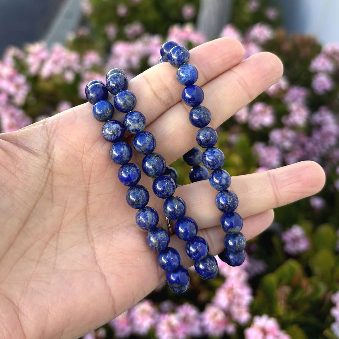 Adabele Real Natural Blue Lapis Lazuli Gemstone Beaded Bracelet 8.5 inch Stretch Chakra Healing Crystal Stone Jewelry Women Men
