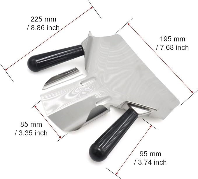 Stainless Steel French Fry Scoop, Dual Handle Popcorn Bagger Tool for Snacks/Ice/Desserts
