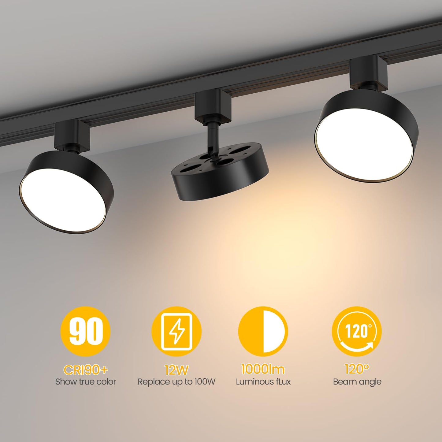 Tuyubee Diffuse Led Track Lighting Heads H Type Track Light Heads Dimmable Kitchen Track Lighting Fixtures Ceiling  Compatible With H Track Rails - Flicker Free Cri90+ 3000K 12W 1000Lm  4 Pack Black