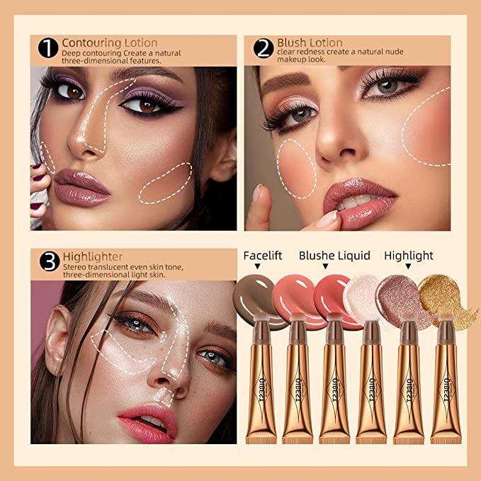 Blush Dreams Contour Beauty Wand, Liquid Face Concealer Contouring Stick with Cushion Applicator, Long Lasting Smooth Natural Matte Finish, Lightweight Blendable Super Silky Cream Contour Stick (Silver Highlighter (H3))