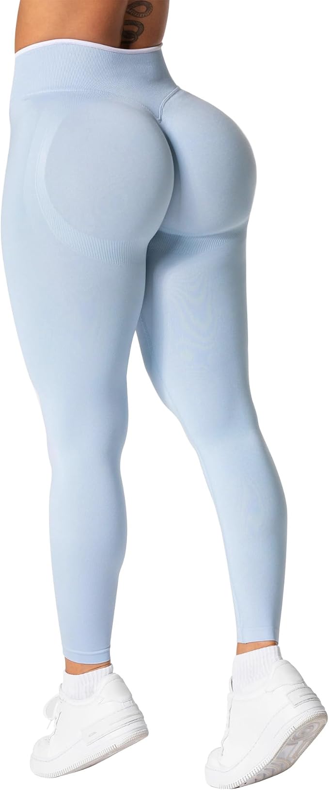Wavar Hidden Scrunch Butt Workout Leggings for Women Seamless High Waist Color Block Yoga Pants with Tummy Control