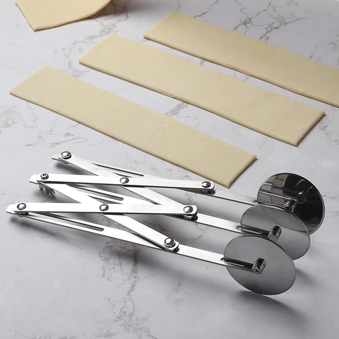 3 Wheel Pizza Cutter Stainless Steel Pastry Cutter Wheel Pasta Dough Cutter for Baking Noodle Ravioli Pizza Brownie Cookie
