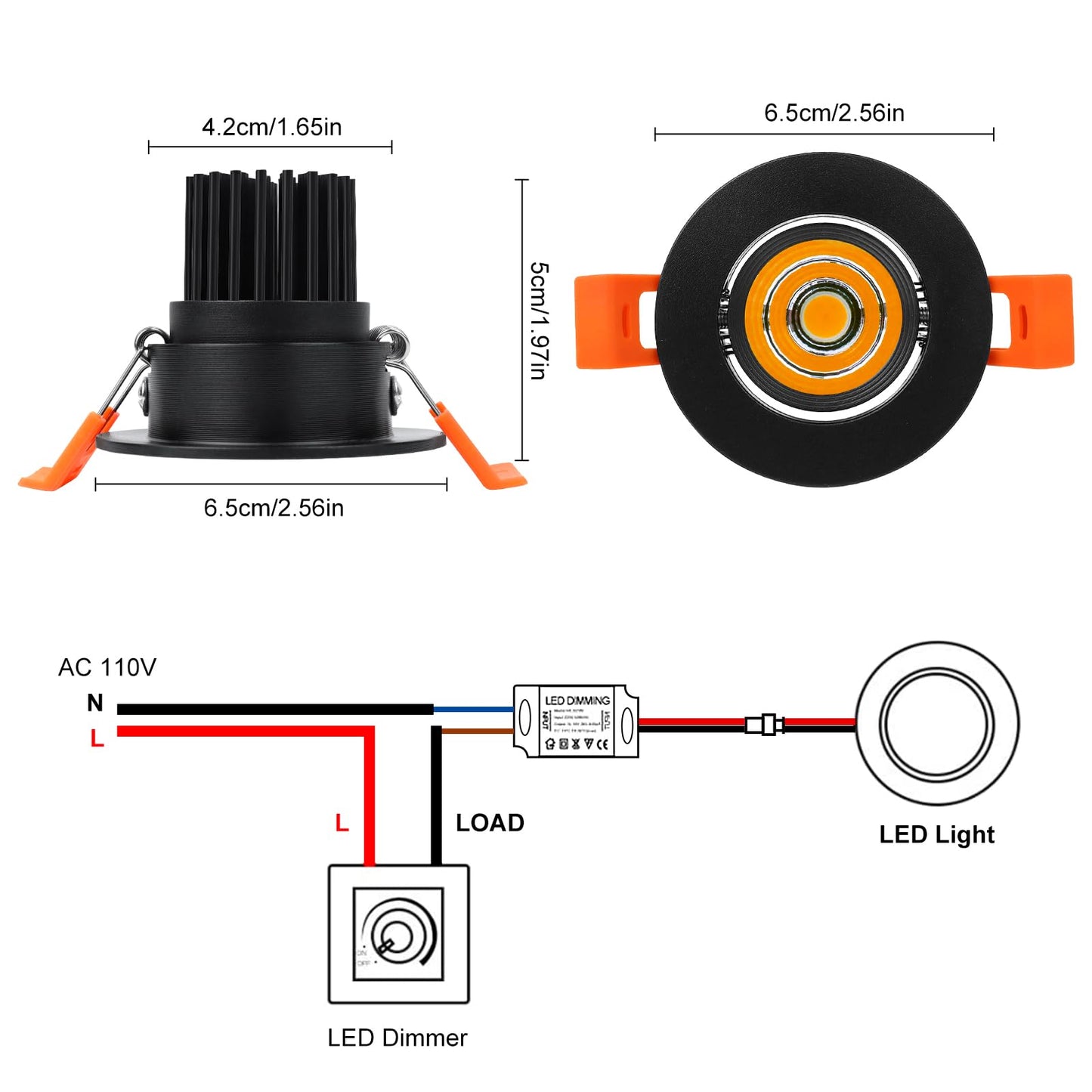 Inshareplus 2 Inch Led Downlight  3W Recessed Lighting 220Lm Cob Dimmable  3000K Warm White  Cri80  Black Trim  Ceiling Lights With Led Driver  20 Pack