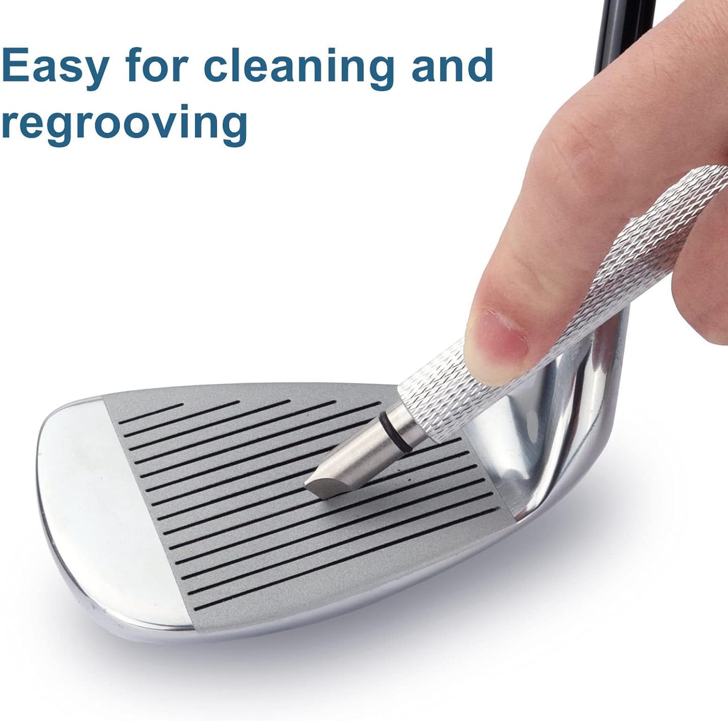 Bulex Golf Club Groove Sharpener, Re-Grooving Tool and Cleaner for Wedges & Irons - Generate Optimal Backspin - Suitable for U & V-Grooves