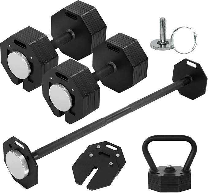 Adjustable Dumbbell Sets 50/80/90LBSX2 Durable Steel Build, Free Weights Dumbbells Set with Barbell/Kettlebell Handle with...