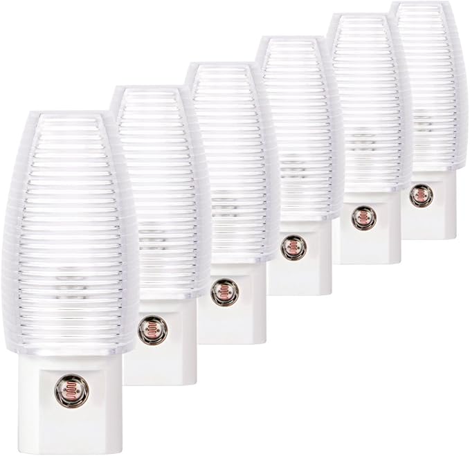 Emotionlite Plug in Night Light, Warm White LED Nightlight, Dusk to Dawn Sensor, Kids, Nursery, Bedroom, Bathroom,Hallway, Stairs, Kitchen, 6 Pack