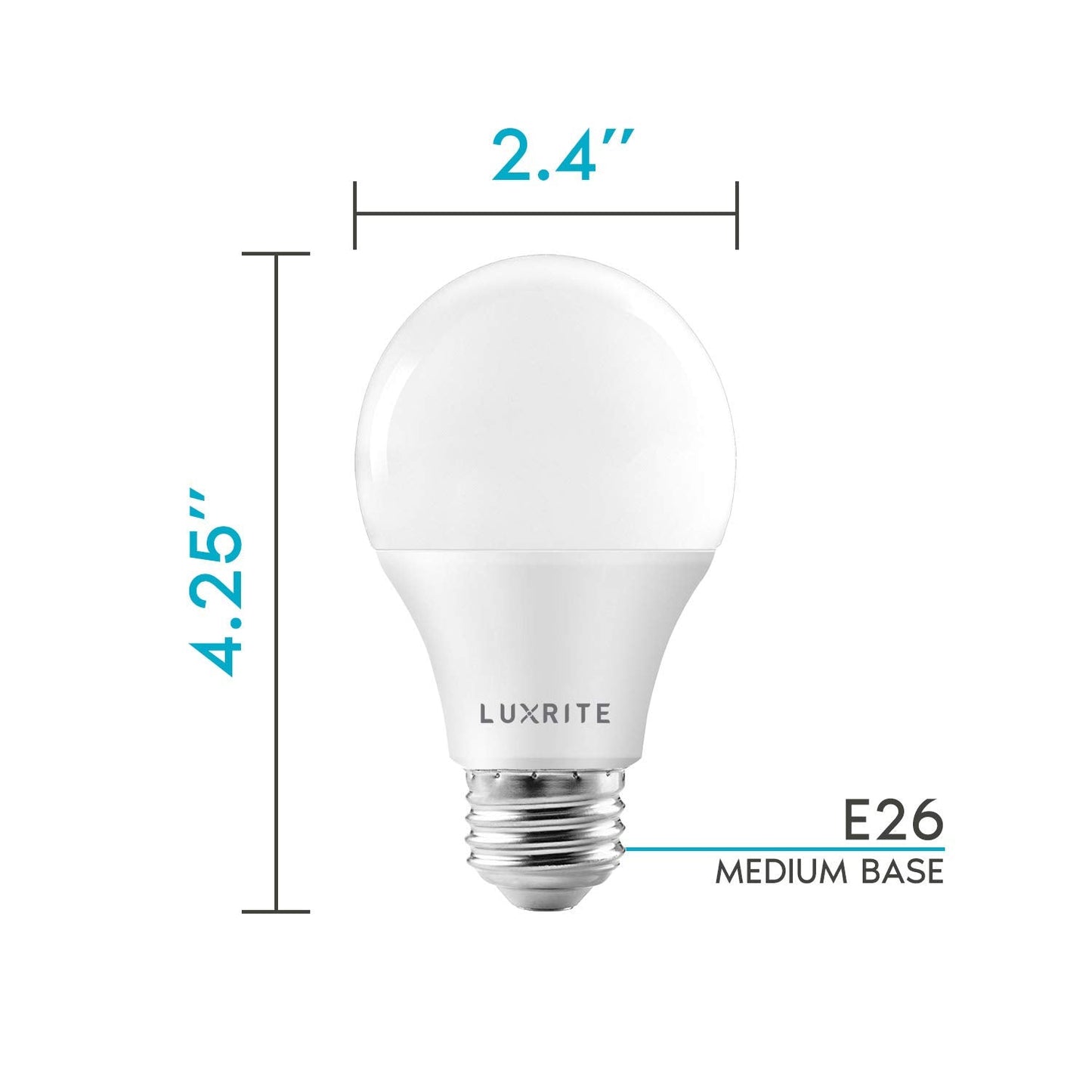 LUXRITE A19 LED Bulb 75W Equivalent, 1100 Lumens, 2700K Warm White, Dimmable Standard LED Light Bulbs 11W, Enclosed Fixture Rated, Energy Star, E26 Medium Base - Indoor and Outdoor (4 Pack)