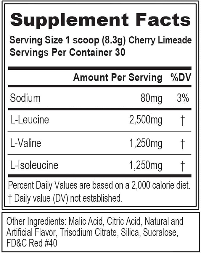 Evlution EVL BCAAs Amino Acids Powder - BCAA Powder Post Workout Recovery Drink and Stim Free Pre Workout Energy - 5g Branched Chain Amino Acids Supplement for Men - Cherry Limeade