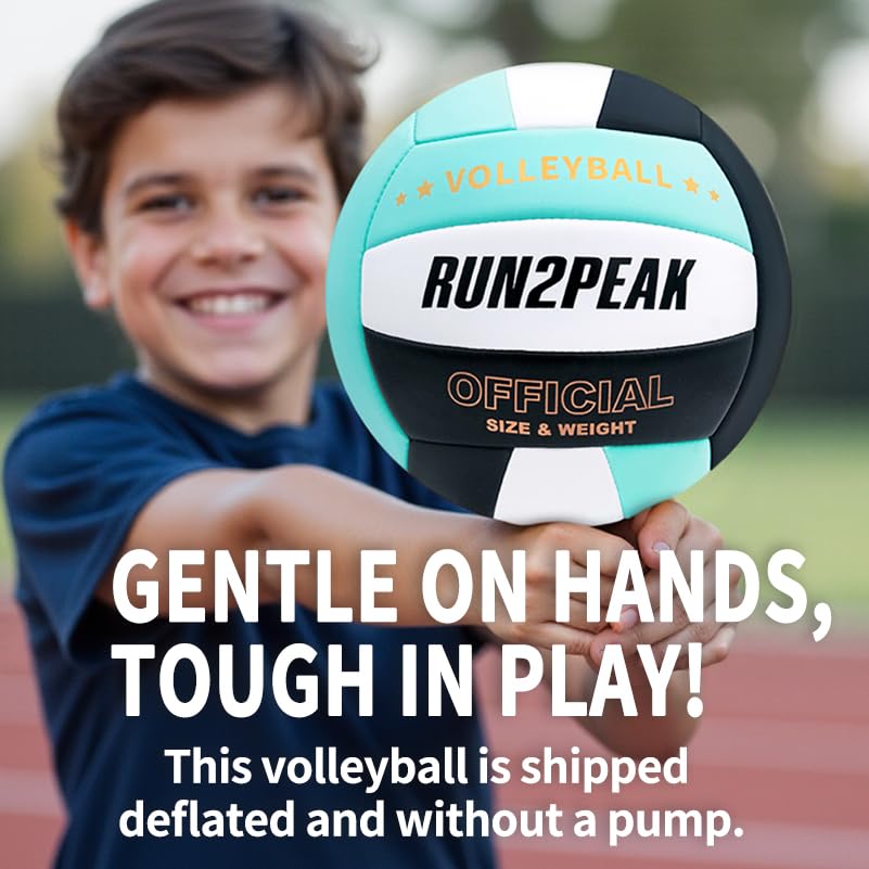 RUN2PEAK Soft Volleyball Ball Official Size 5 Volleyballs for Indoor Outdoor Beach Pool Game Play for Youth Teen Team Begi...