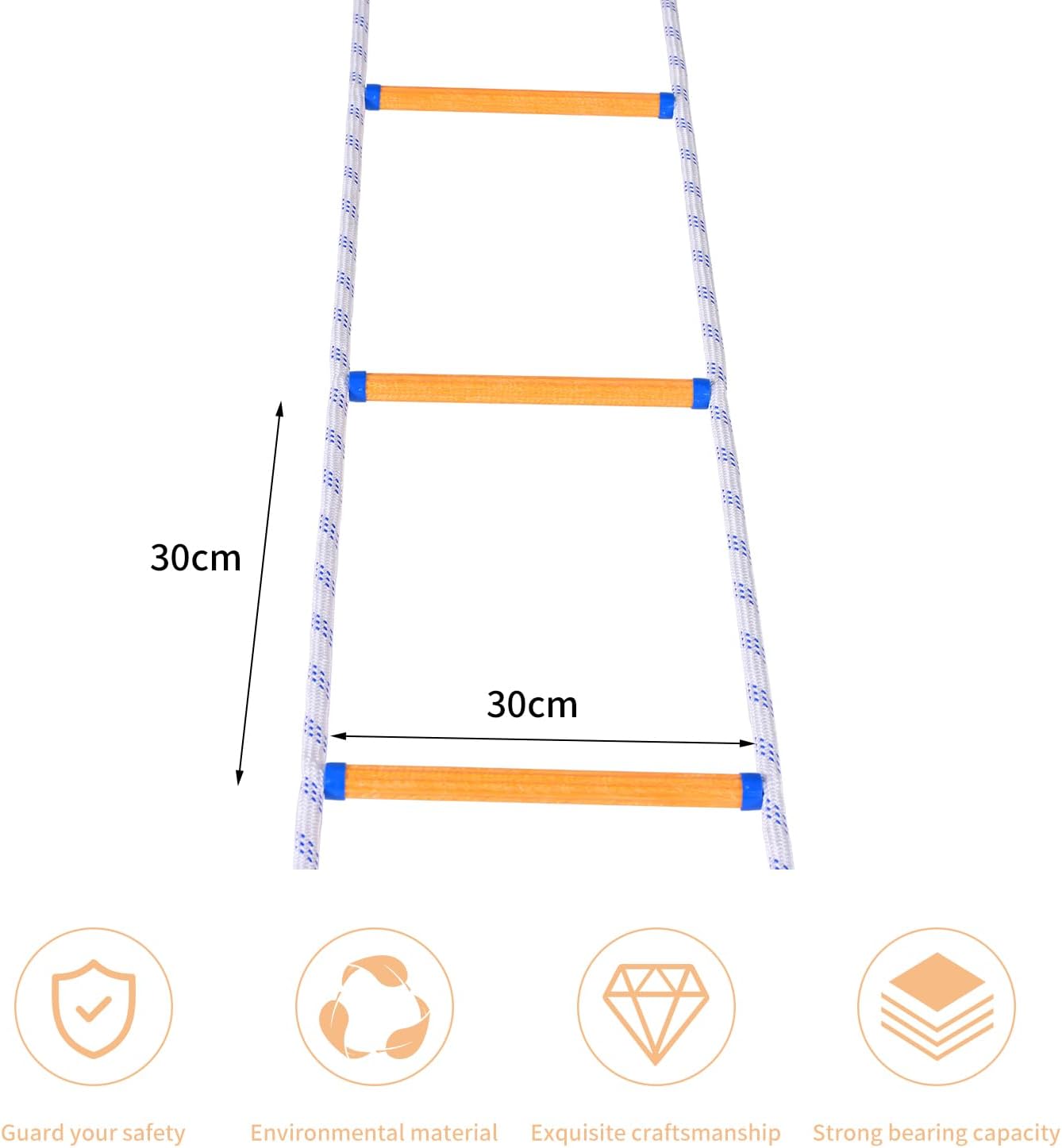 Emergency Fire Escape Ladder - 6.5FT Rope, Flame Resistant Safety Extension Ladder with 2 Hooks, Fast to Deploy Sturdy and Strong Portable and Reusable 2 Story,Weight Capacity up to 2000 Pounds