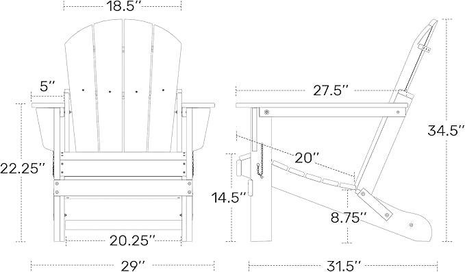 Westin Outdoors Laguna WO Home Outdoor Adirondack Folding Chair Lounger Seat Traditional Retro Home Furniture for Beach, Balcony, Backyard, Lawn, Patio, Pool, Deck, Garden (Pacific Blue)