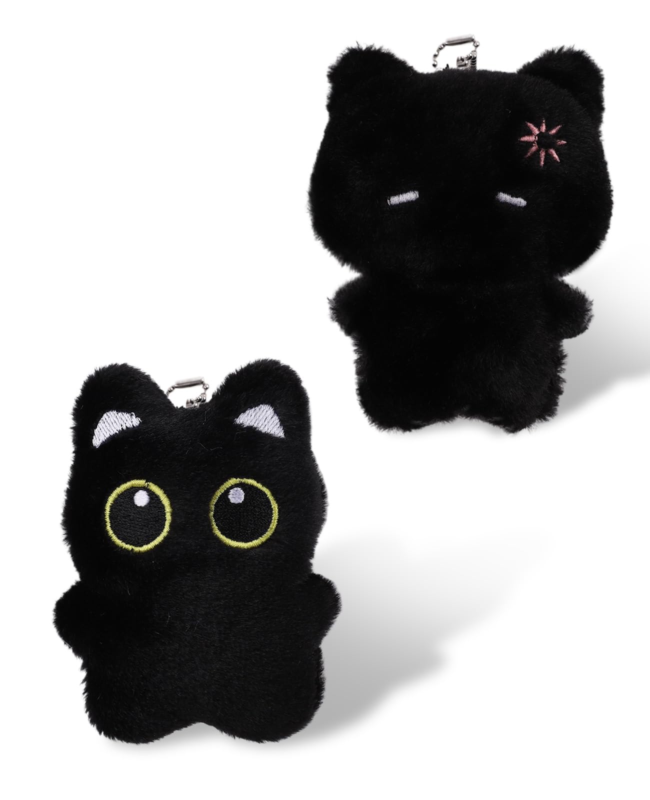 Gaahkai 2PCS Black Cat Plush Keychain, Cute Plushie Accessories for Backpacks