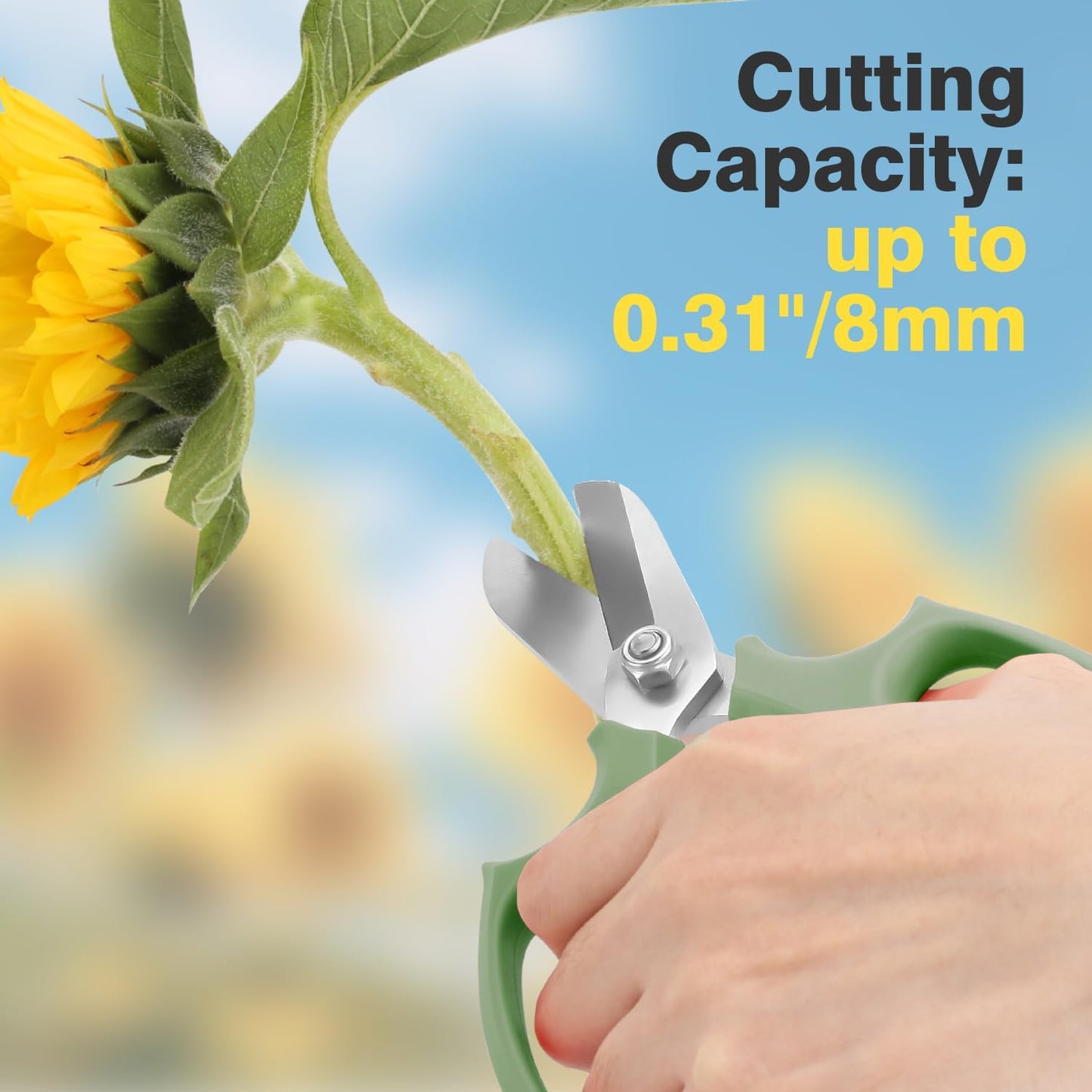 Flower Scissors, Strong Floral Shears, Premium Steel Garden Pruning Shears Floral Fruits Leaf Scissors Hand Pruner Snip Trimming Tool for Gardening Flower Arrangement, Avocado Green