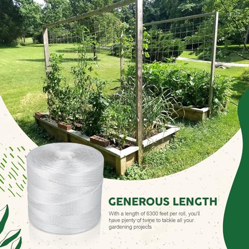 Tomato Twine 6300 Ft - Heavy Duty Polypropylene Twine White