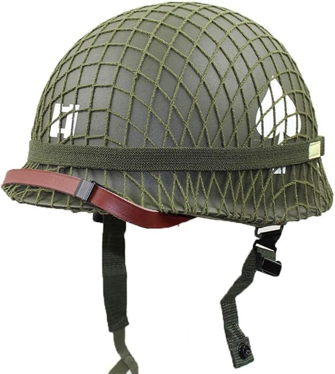 SABYDICAR WW2 US Army M1 Green Helmet Replica with Net/Canvas Chin Strap DIY Painting