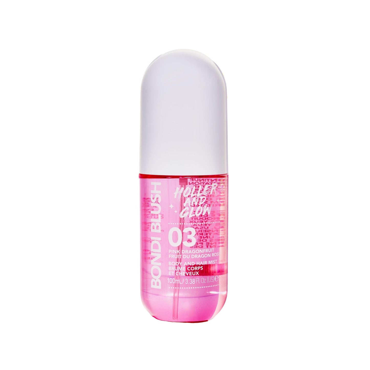 Holler and Glow Bondi Blush Pink Dragonfruit Body & Hair Mist, Body Spray For Women, Hair Perfume For Women, Jasmine, Amber Scented, Floral & Tropical, Travel Sized, 3.38 Fl Oz