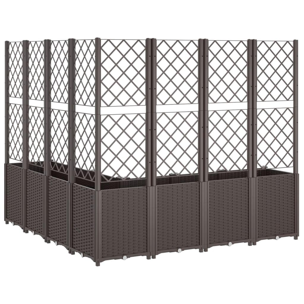 XHNIFBN Brown Modular Garden Planter with Trellis 63x63x55 in Outdoor Raised Beds Box UV Polypropylene for Balcony Patio Terrace