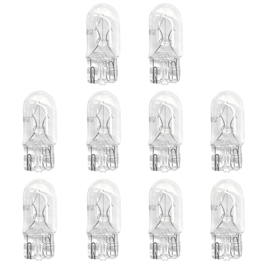 10 Pcs T10 12V 5W Car Flat Foot Mini Lights  Car Brake Light Turn Light Bulbs  Quartz Glass Instrument Lights  Halogen Width Indicator Lights  Auto Lighting Replacement Accessories (T10)