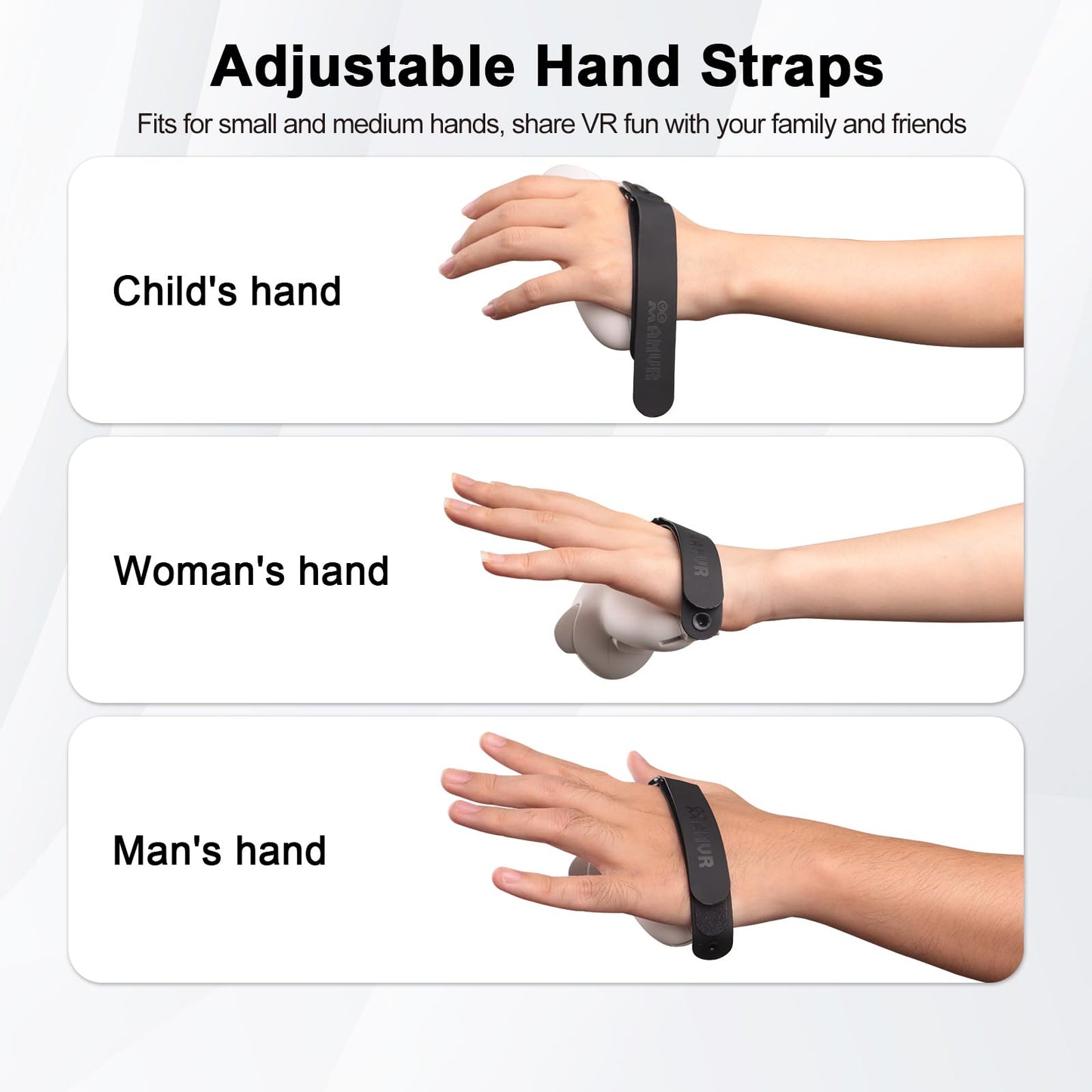 AMVR Controller Grips Compatible with Meta/Oculus Quest 3S/Quest 3, Silicone Accessories Non-Slip Handle Cover, Adjustable Soft Hand Strap Fits Small and Medium Hands (Not Fit Official Charging Dock Battery)