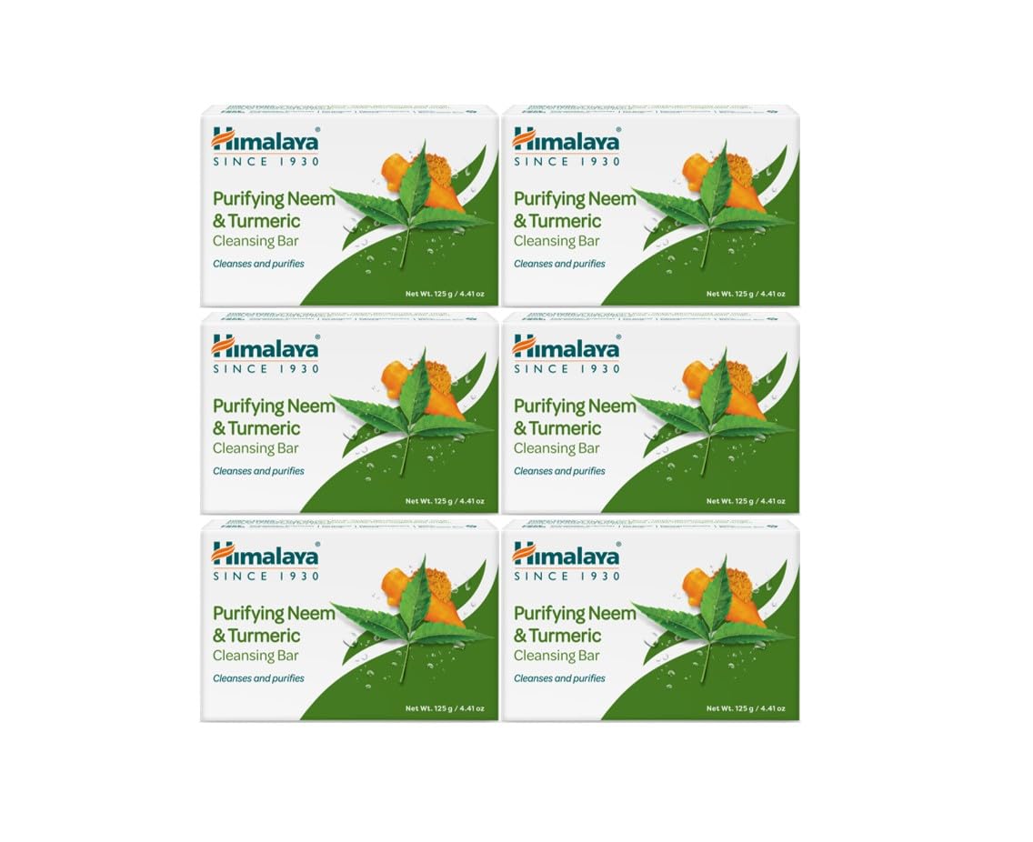 Himalaya Purifying Neem & Turmeric Cleansing Bar for Clean and Healthy Looking Skin, Free from Parabens, SLS and Phthalates, Glu