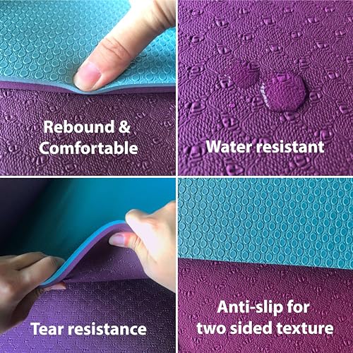 Feetlu Extra Thick Exercise Yoga Mat with Strap - 2/5 Inch (10MM), Non-Slip Workout Mat for Yoga, Pilates, and Floor Exerc...