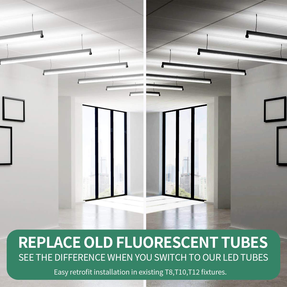 Trlife 4Ft Led Tube Lights, 28W 6000K Cool White, 3360 Lumens, Aluminum, G13-60-28Wt-4, 4 Pack