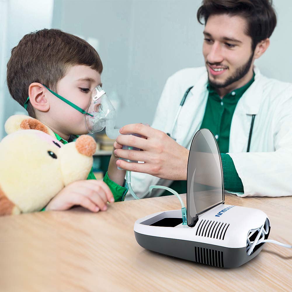 Portable Nebulizer for Adults and Kids, Low Noise Desktop Machine for Home or Travel Use with Replacement Accessories