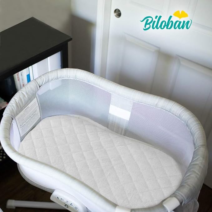 Bassinet Mattress Pad Cover Compatible with Halo BassiNest Swivel Sleeper, 2 Pack, Waterproof Quilted Ultra Soft Surface, Breathable and Easy Care