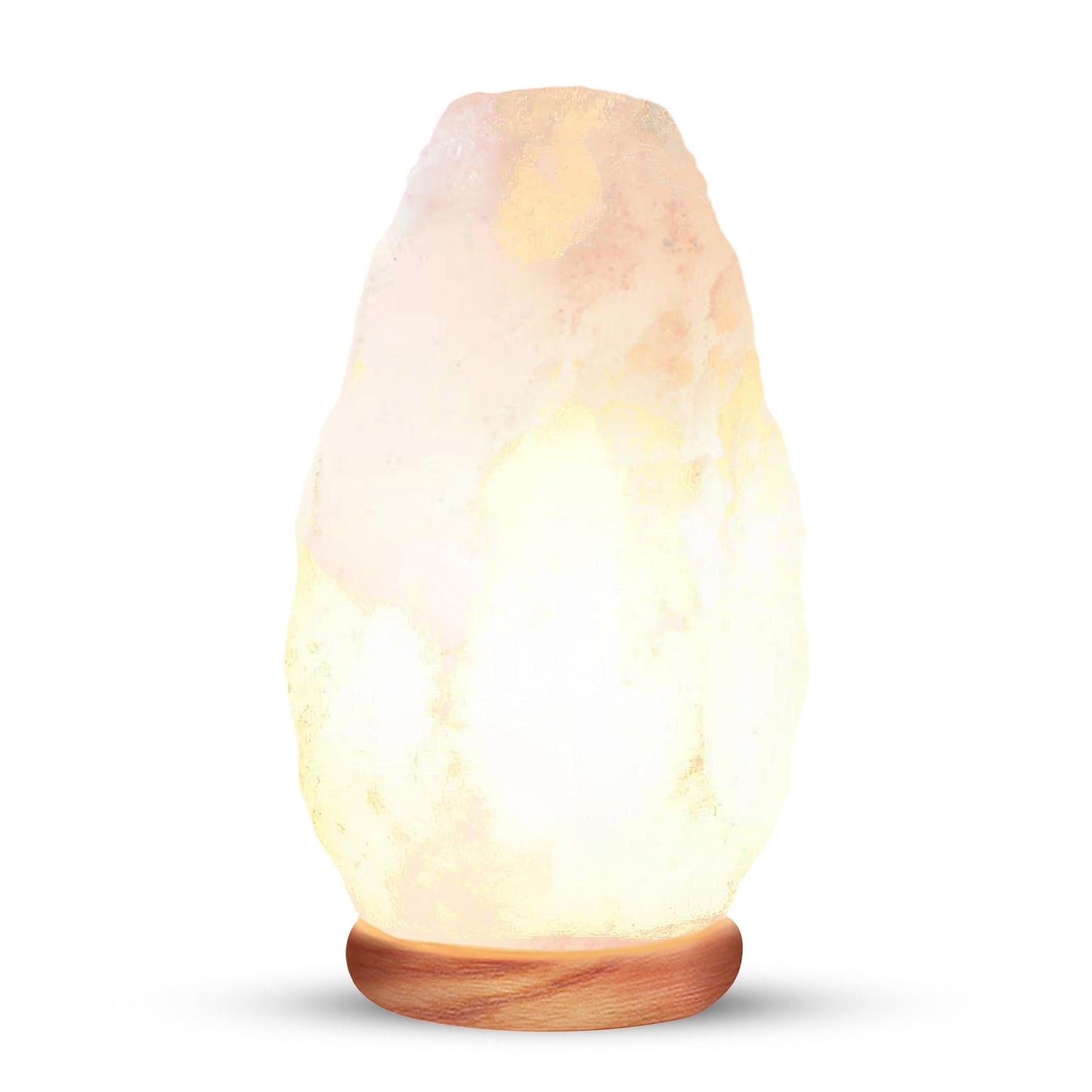 Himalayan Glow Salt Lamp - White Crystal Night Light With Neem Wooden Base, 5-7 Lbs, Etl Certified, Model 1041, Dimmer Switch