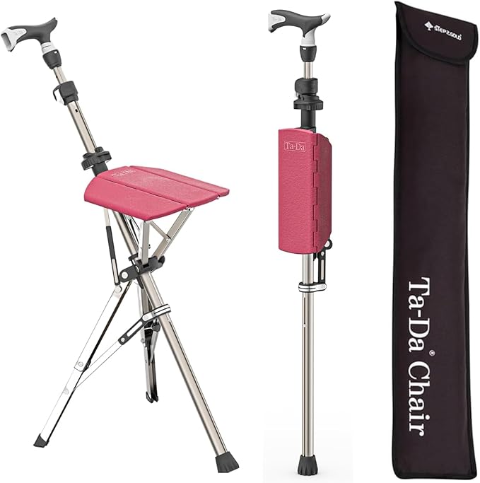 Ta-Da Chair Series 1 Pro, Portable Trekking Hiking Pole, Folding Walking Stick with Seat, Walking Cane with Chair, Foldabl...