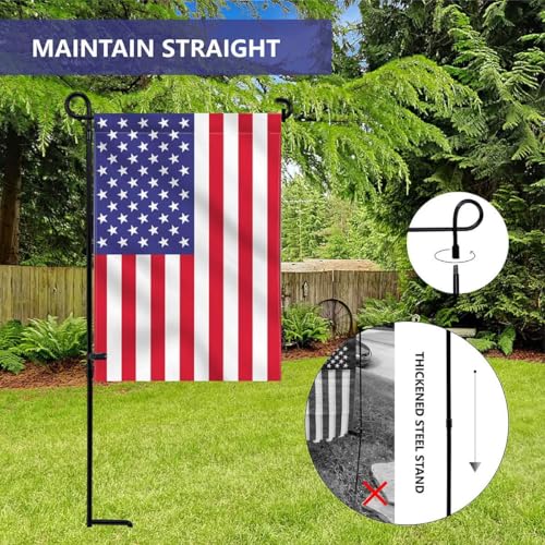 YEAHOME Garden Flag Holder Stand, Premium Yard Flag Holder Weather-Proof Metal Powder-Coated Flagpole with Clip and Stoppe...