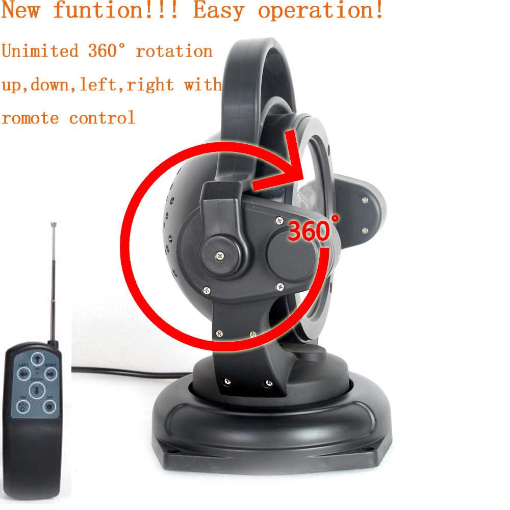 FSYF 60W LED Searchlight - Remote Control, 360° Rotating, Black, 11inch, Aluminum, Marine Boat Spotlight for SUV ATV 4WD Truck