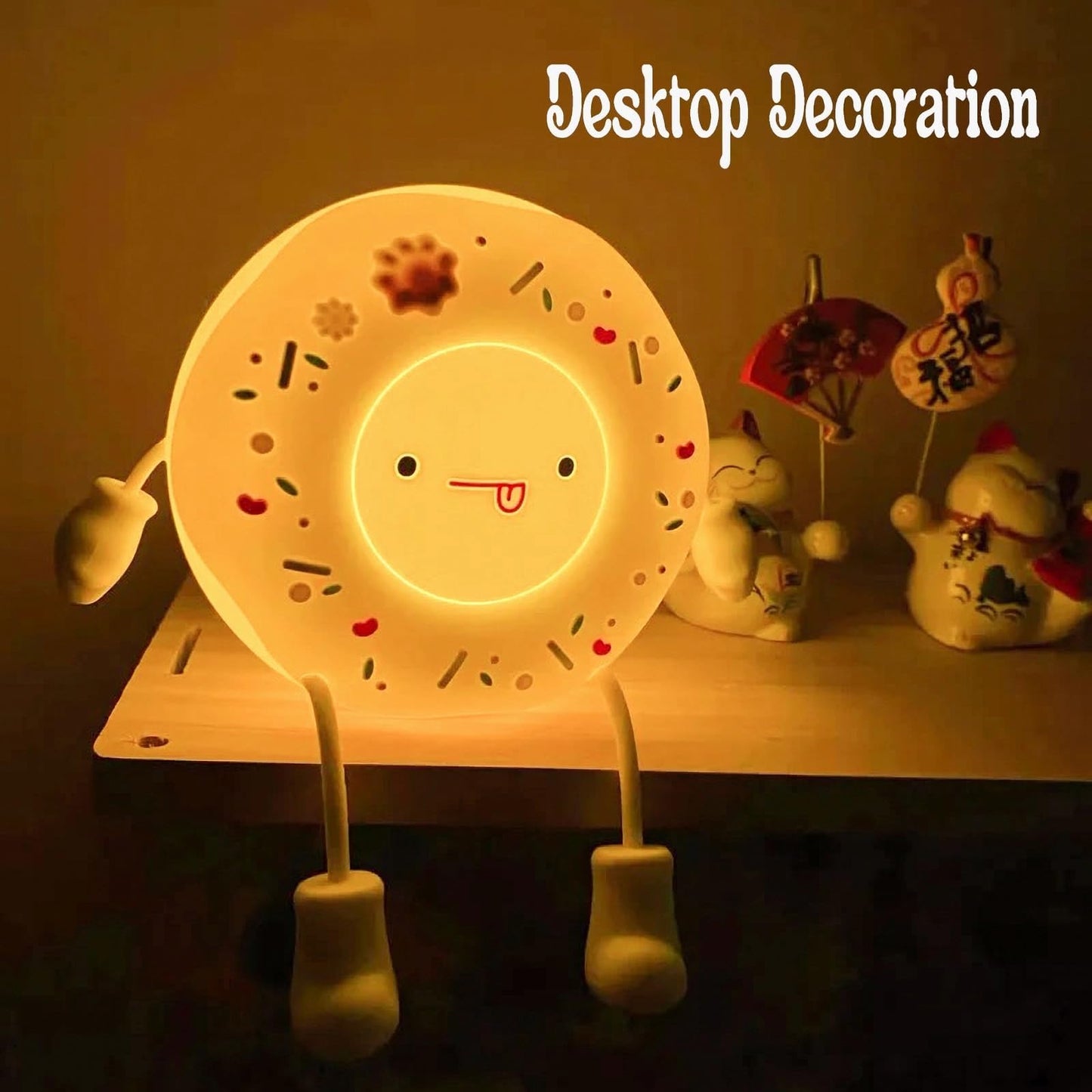 Yenergy Cute Donut Night Light - Silicone Kids Rechargeable Adjustable  Contact Switch Room Decor Gift (White)