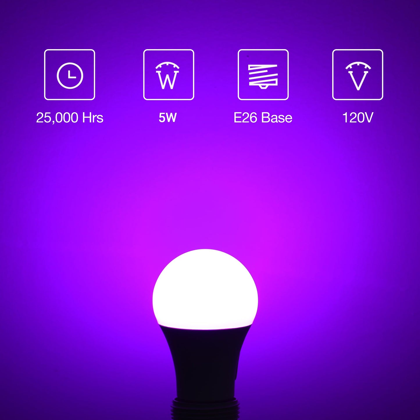 Purple Light Bulb  5W (40W Equivalent)  E26 Base A15 Led Purple Bulb  Party Decoration  Porch  Home Lighting  Holiday Lighting  Decorative Illumination  Non-Dimmable  2 Pack