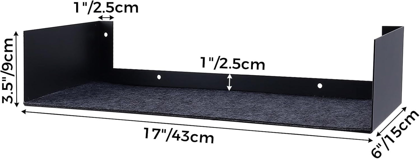 U Shape Floating Shelves Wall Mount Metal Bookshelf CD DVD Storage Display Shelves, Black Set of 2
