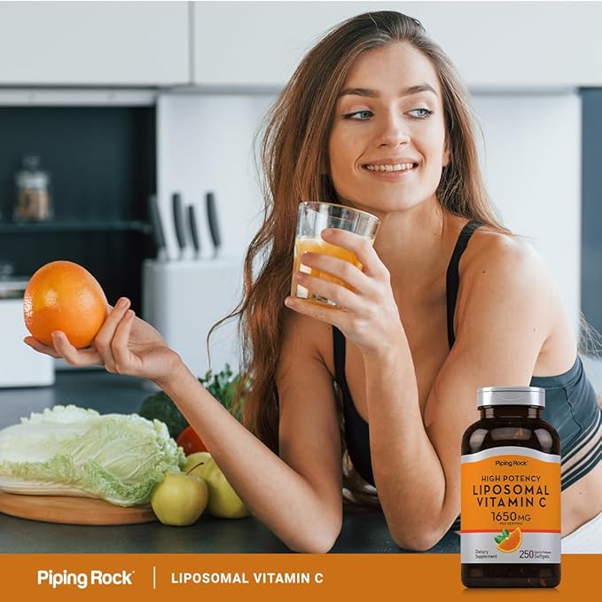 Piping Rock Liposomal Vitamin C 1650mg | 250 Softgels | High Potency | Non-GMO, Gluten Free