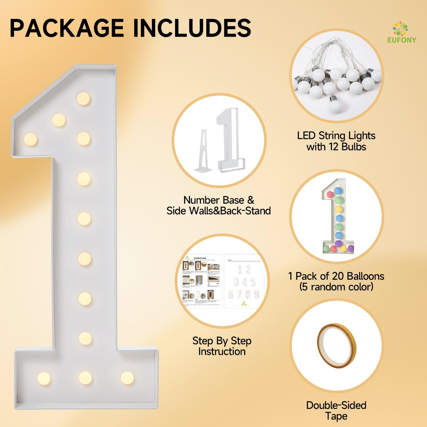 eufony 4FT Marquee Numbers, Large Light Up Numbers 7 for 7th 17th 70th Birthday Party Decorations, Giant Light Up Number for Anniversary Decor, 4 Feet Mosaic Number 7 with LED Lights DIY Kit