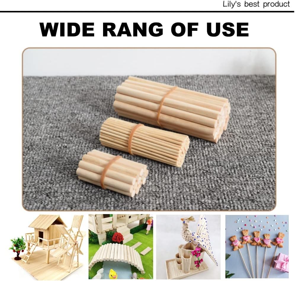 HOPELF 25PCS Dowel Rods Wood Sticks Wooden Dowel Rods - 3/8 x 48 Inch Bamboo Sticks - for Crafts，Hardwood Dowel Rod Assortment，Wooden Rod Sticks Doweling Rods， DIYers.