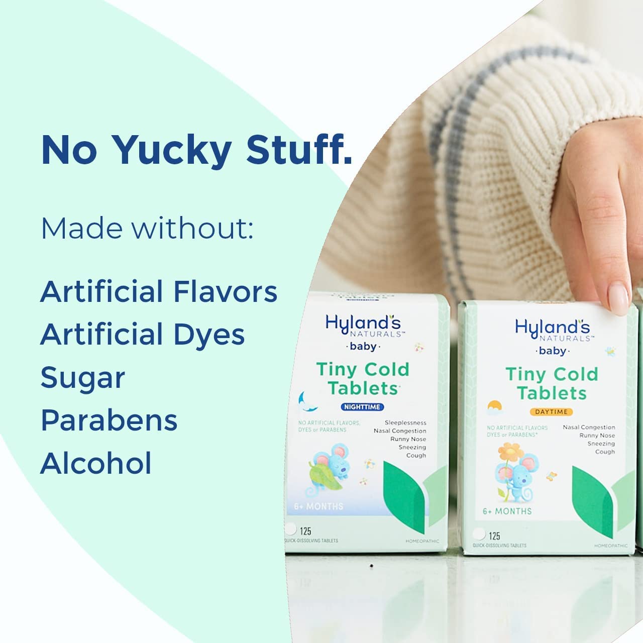 Hyland’s Baby Tiny Cold Tablets, Day and Night Value Pack, Infant and Baby Cold Medicine, Decongestant, Runny Nose and Cough Relief, 250 Quick-Dissolving Tablets