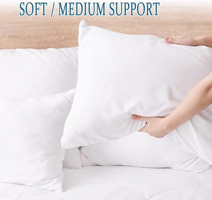 SILUI Extra Flat Thin Soft Pillows Queen Size Set of 2 Pack Bed Pillow Down Alternative Fill for Side Back Stomach Sleepers, White, 20x30 Inches