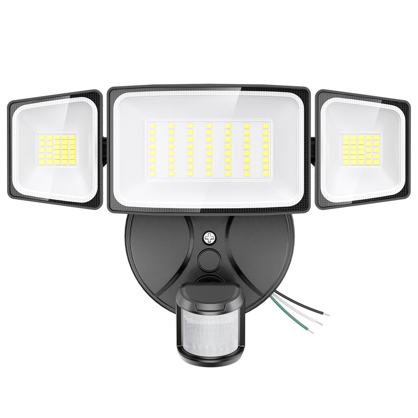 Onforu 65W Led Security Light - Motion Sensor, 6500Lm, Ip65 Waterproof, 3-Head Adjustable, Black, Model Bdb65G-3