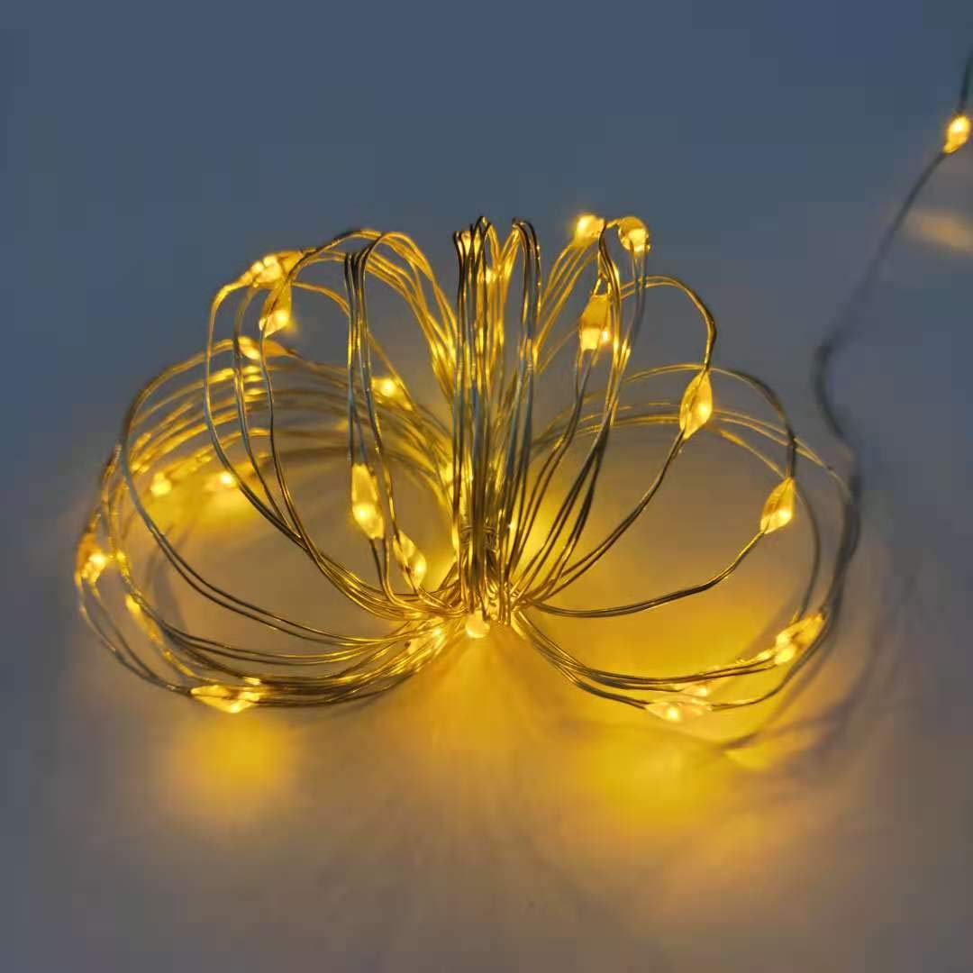 Everfit Lighting Mini LED Fairy Lights, 50 Count, 10ft Silver Wire, Battery Operated, Yellow, Model BC, Timer 6 Hours On/18 Hours Off