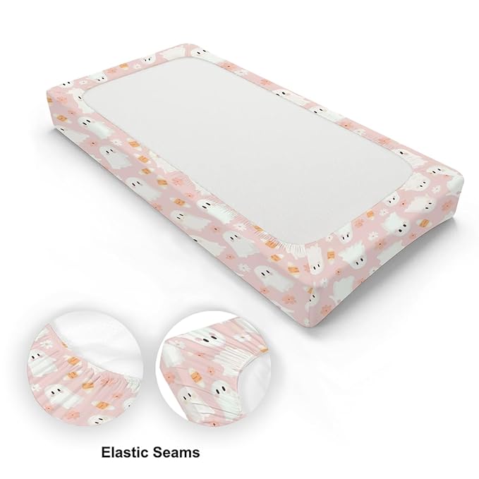 Cute Halloween Theme Corn Candy Flower Pattern Baby Changing Pad Cover, Unisex Fall Winter Holiday Nursery Diaper Changing Table Pad Mat Sheet for Boys Girls-16x32