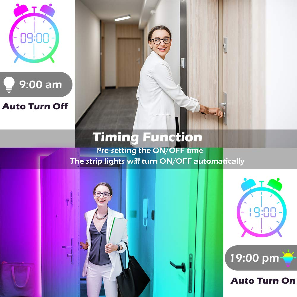 LETIANPAI LED Strip Lights, 40ft Music Sync RGB Color Changing with Remote & App Control, Multicolor